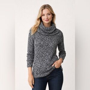 Peruvian Connection Baby Alpaca Silk Blend Gray Marled Turtleneck Sweater M